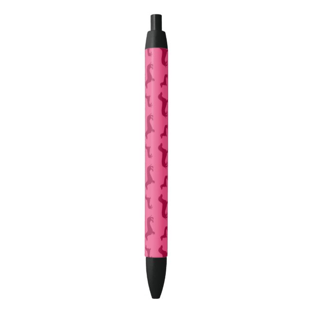 Stylo Noir Motif rose mignon de teckel (devant Vertical)