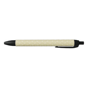 Stylo Noir Motif Sayagata, Japonais, Or et Blanc