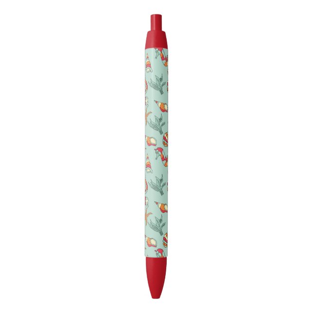Stylo Noir Motif Seahorse et Seashell Turquoise (devant Vertical)
