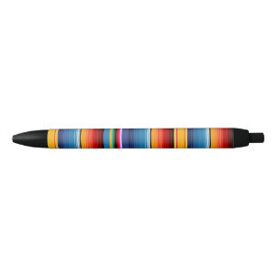 Stylo Noir Motif Serape bleu et or