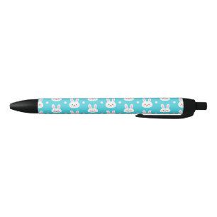Stylo Noir Motif simple blanc de lapins de Pâques de