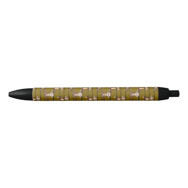 Stylo Noir Motif Singe Espiègle (Devant)