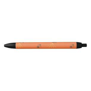 Stylo Noir Motif Spider sur orange
