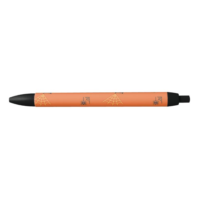 Stylo Noir Motif Spider sur orange (Devant)