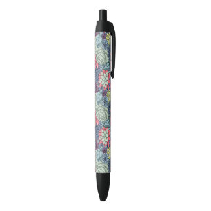 Stylo Noir Motif succulent coloré