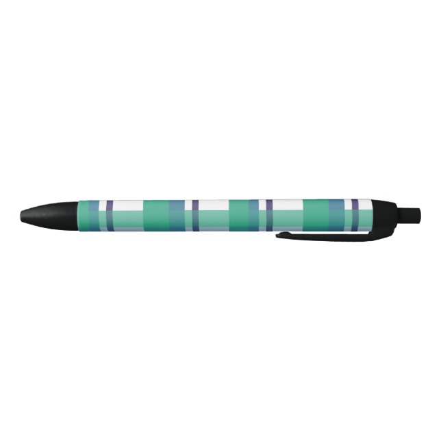 Stylo Noir Motif Tartan Vert Et Violet (Bas)