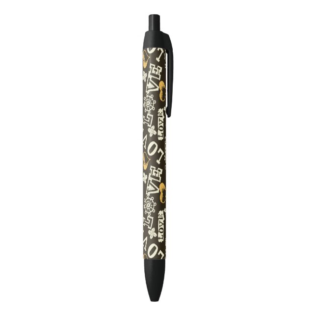 Stylo Noir Motif tiré par la main d'amour (Bas (Vertical))