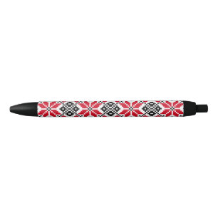 Stylo Noir Motif traditionnel roumain "Les Etoiles"