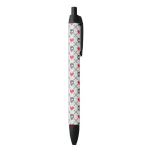 Stylo Noir Motif tricoté avec des crânes