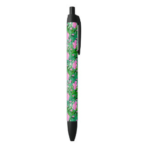 Stylo Noir Motif tropical aux fleurs de la jungle