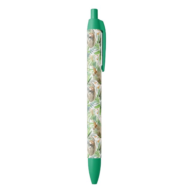 Stylo Noir Motif tropical de paresse d'aquarelle (Bas (Vertical))