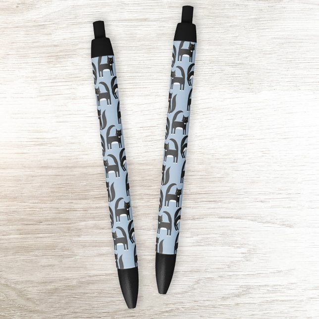 Stylo Noir Motif Tuxedo noir et blanc (Fun black and white Tuxedo cat pattern pens)