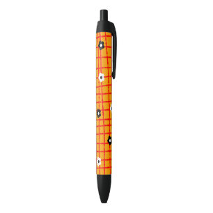 Stylo Noir Motif unique rouge orange Flower