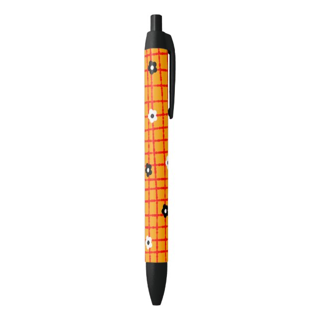 Stylo Noir Motif unique rouge orange Flower (Bas (Vertical))