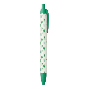 Stylo Noir Motif vert clair de cactus