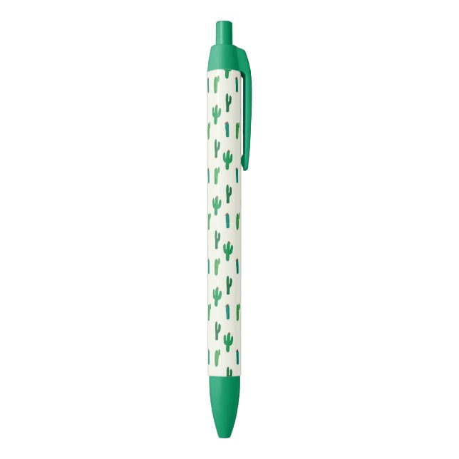 Stylo Noir Motif vert clair de cactus (Bas (Vertical))
