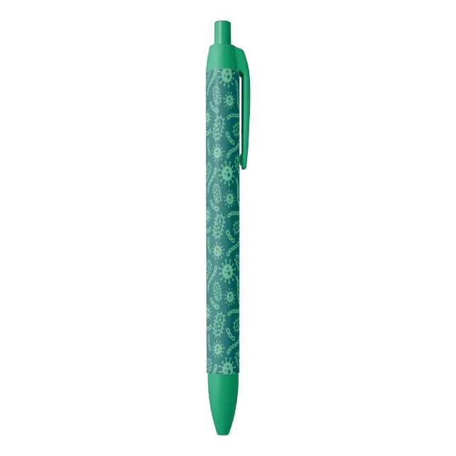 Stylo Noir Motif vert de microbes (Bas (Vertical))