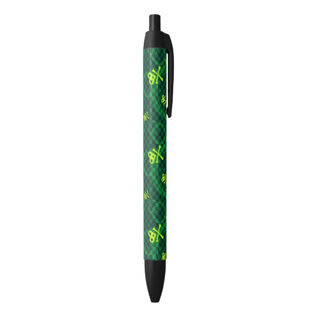 Stylo Noir Motif vert d'Emo avec des cercles (Bas (Vertical))