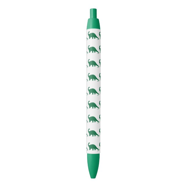 Stylo Noir Motif vert Dinosaur (devant Vertical)