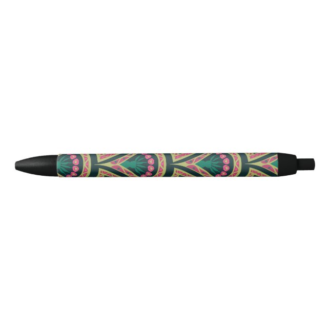 Stylo Noir motif vert en forme de coque (Devant)