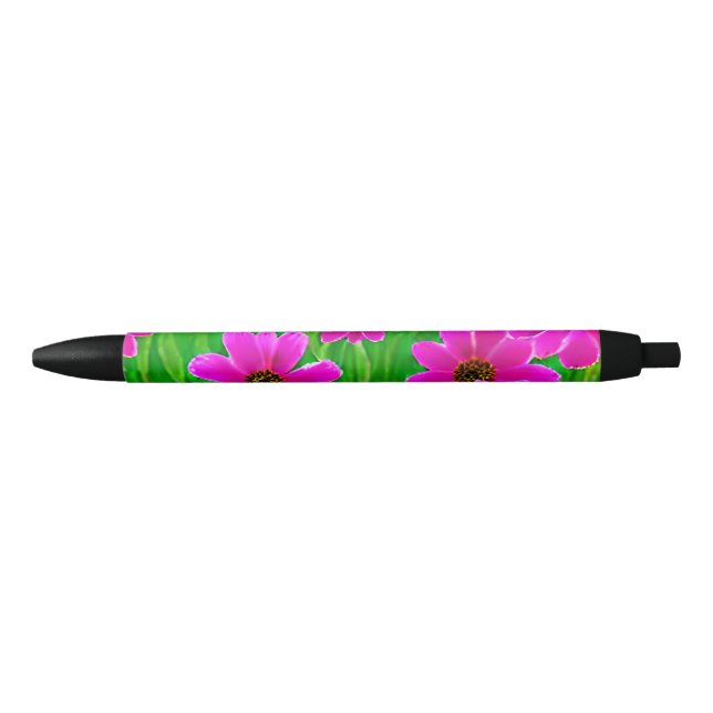 Stylo Noir Motif vert et rose vif (Devant)