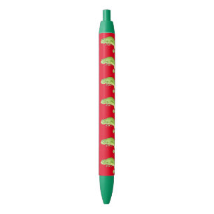 Stylo Noir motif vert mignon de caméléon