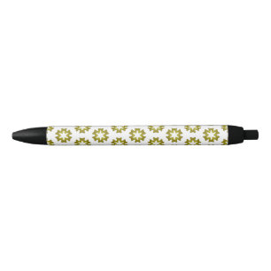 Stylo Noir Motif Vert Olive