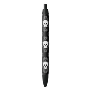 Stylo Noir Motif victorien assez gothique de crâne