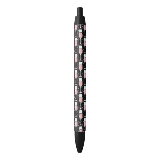 Stylo Noir Motif Vin Rosé (devant Vertical)