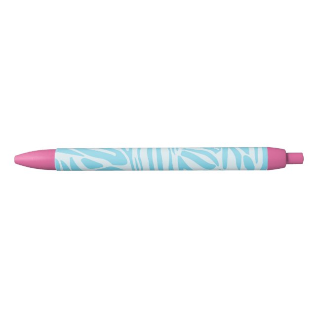 Stylo Noir Motif Zèbre Bleu (Devant)