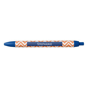 Stylo Noir Motif Zigzag orange avec Royal Blue
