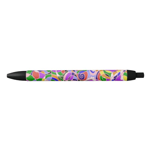 Stylo Noir Motifs abstraits de couleur pastel (Devant)