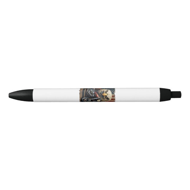 Stylo Noir Motocyclette Drapeau USA Rétro Biker Chopper (Devant)