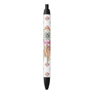 Stylo Noir Natif américain aztèque Dreamcatcher d'aquarelle