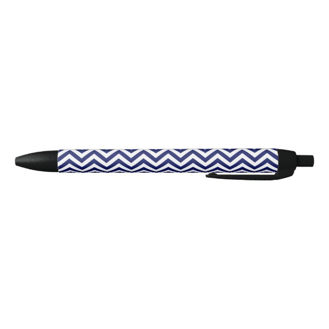 Stylo Noir Navy Blue and White Large Chevron Zig Zag (Bas)