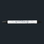 Stylo Noir Navy Blue & White Simple Script Wedding Favour<br><div class="desc">Take advantage of our bulk discounts when you purchase this elegant pen that can be used as a wedding favour or save the date for your wedding day.</div>