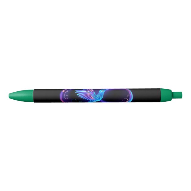 Stylo Noir Neon Infinity Symbol with Glowing Hummingbird (Devant)