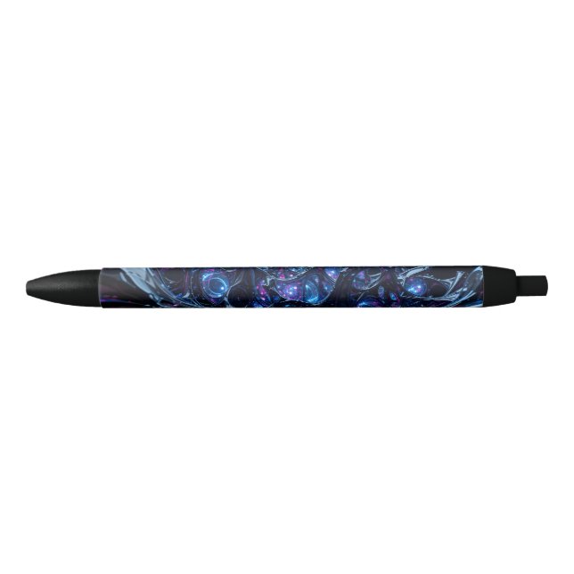 Stylo Noir Neon Nexus : Structure Techno-Organique Intertissé (Devant)