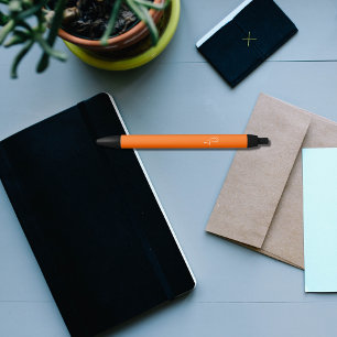 Stylo Noir néon solide orange - vos monogrammes