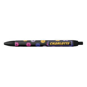 Stylo Noir Neon sur le pickleball noir, texte personnalisé