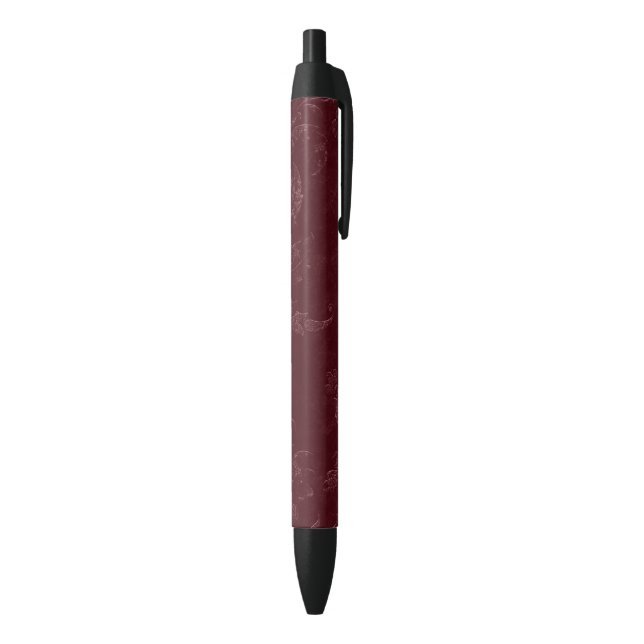 Stylo Noir Noël floral bordeaux rouge profond (Bas (Vertical))