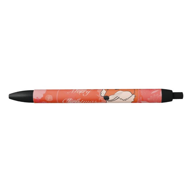 Stylo Noir noël, noël, renard, fleurs, nature, gi (Devant)