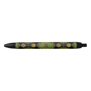 Stylo Noir Noeud sans fin celtique - Shamrock à quatre feuil