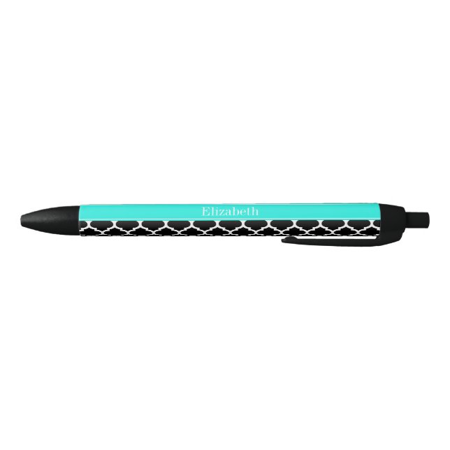 Stylo Noir Noir Blanc Marocain #5 Brt Nom Aqua Monogramme (Bas)