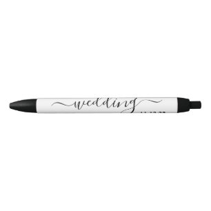 Stylo Noir Noir & Blanc Moderne Simple Script Wedding Faveur
