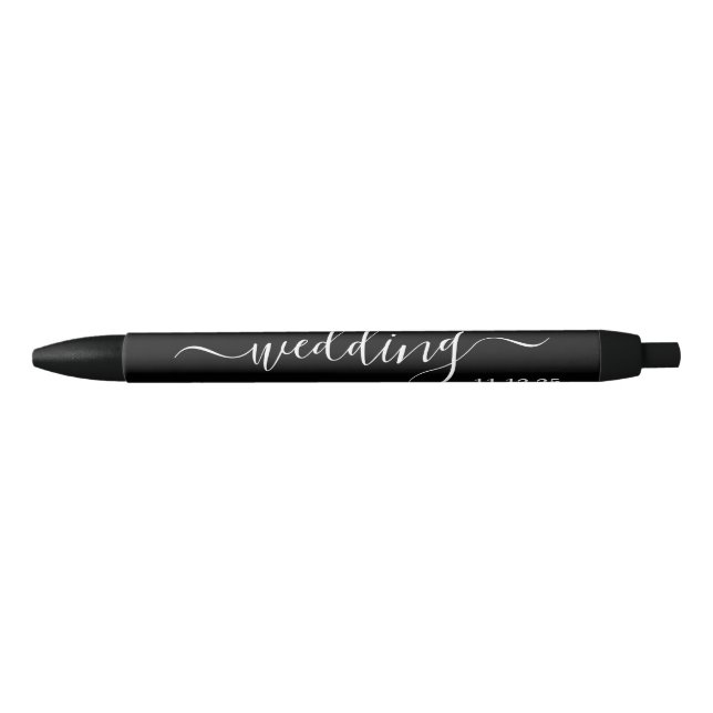Stylo Noir Noir & Blanc Moderne Simple Script Wedding Faveur (Devant)