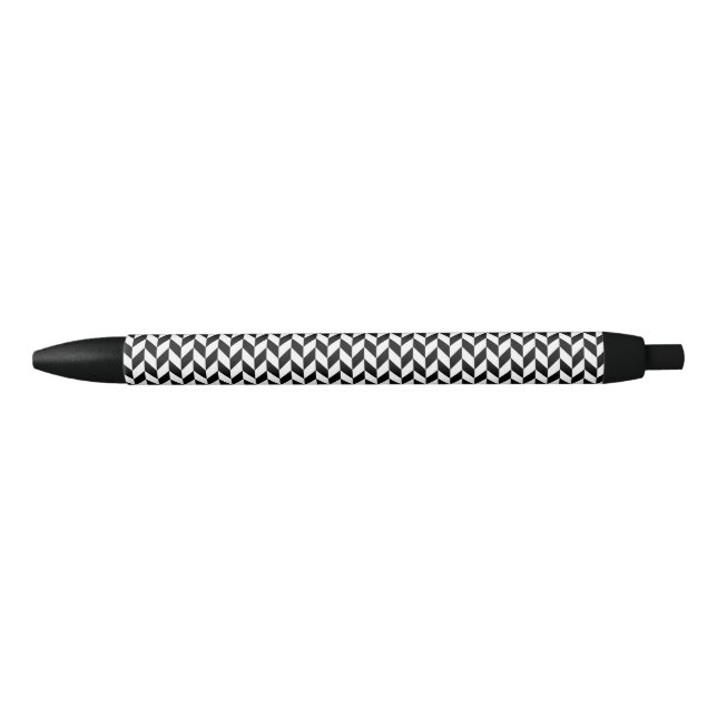 Stylo Noir Noir et blanc argenté (Devant)