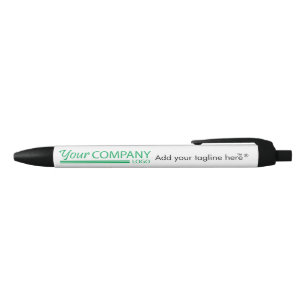 Stylo Noir Noir et Blanc avec Logo Vert Promotionnel