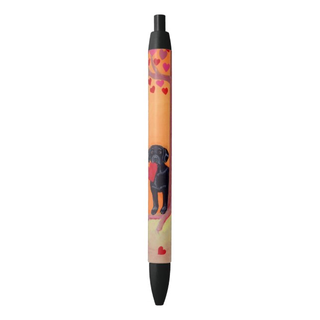 Stylo Noir Noir Labrador de couleur d'automne (devant Vertical)