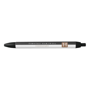Stylo Noir Noir   Monogramme Gras Fractionné centre blanc